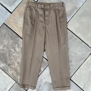 Y2K Minimalist Brown Pleated Work Pants 36w x 29L